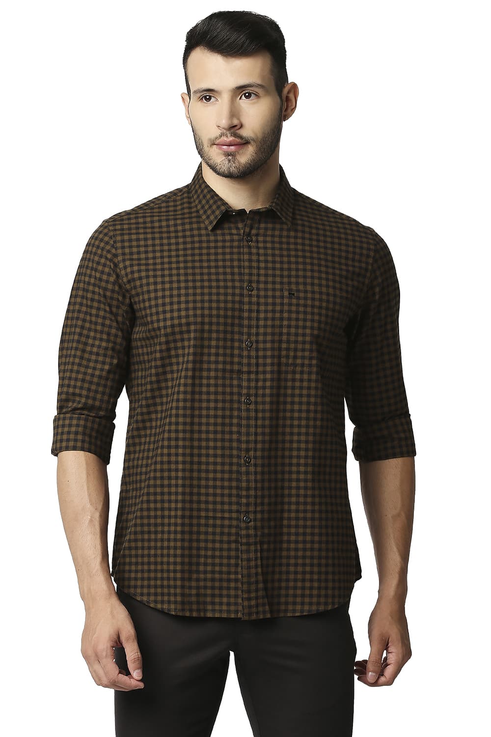 BASICS SLIM FIT OXFORD CHECKS SHIRT