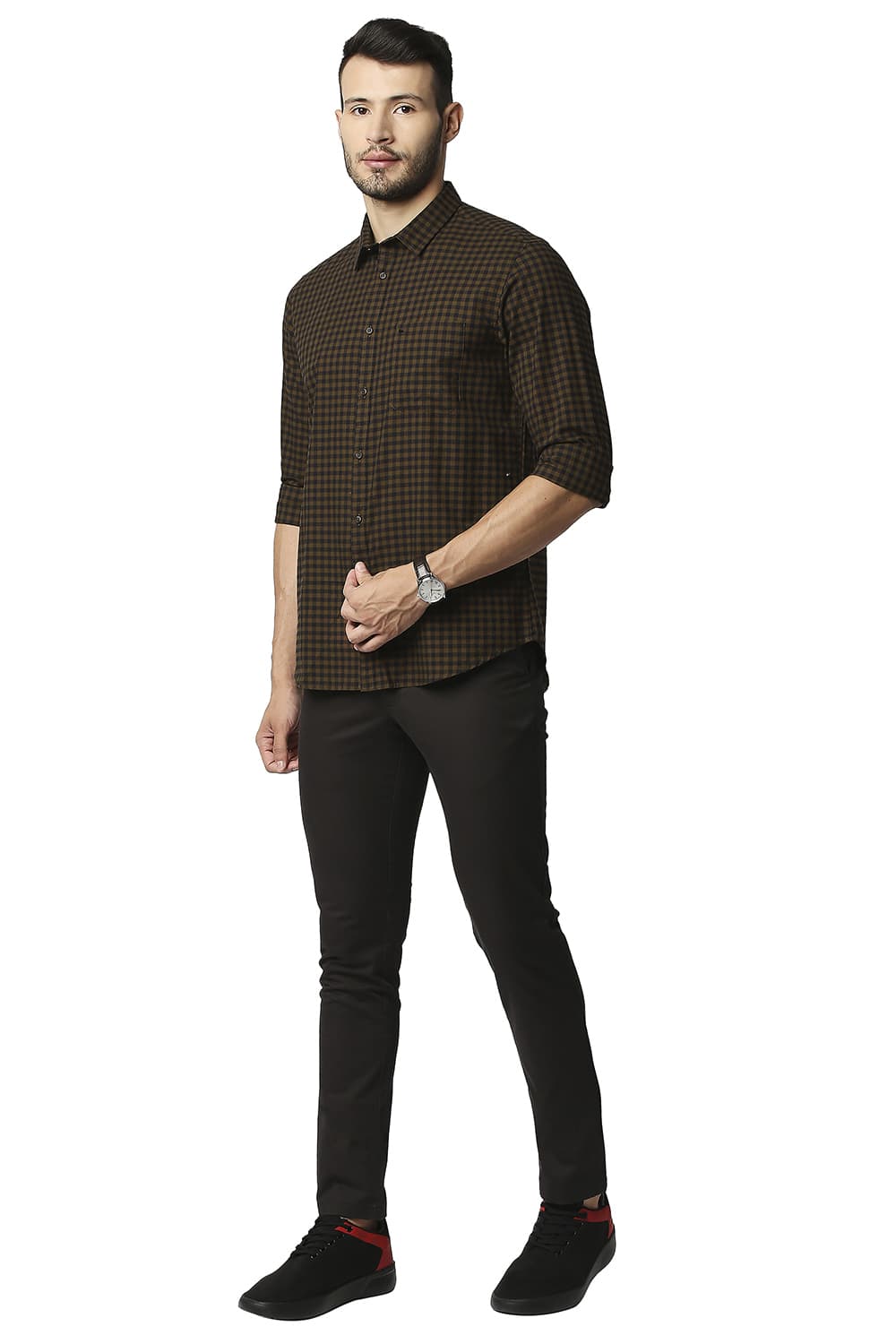 BASICS SLIM FIT OXFORD CHECKS SHIRT