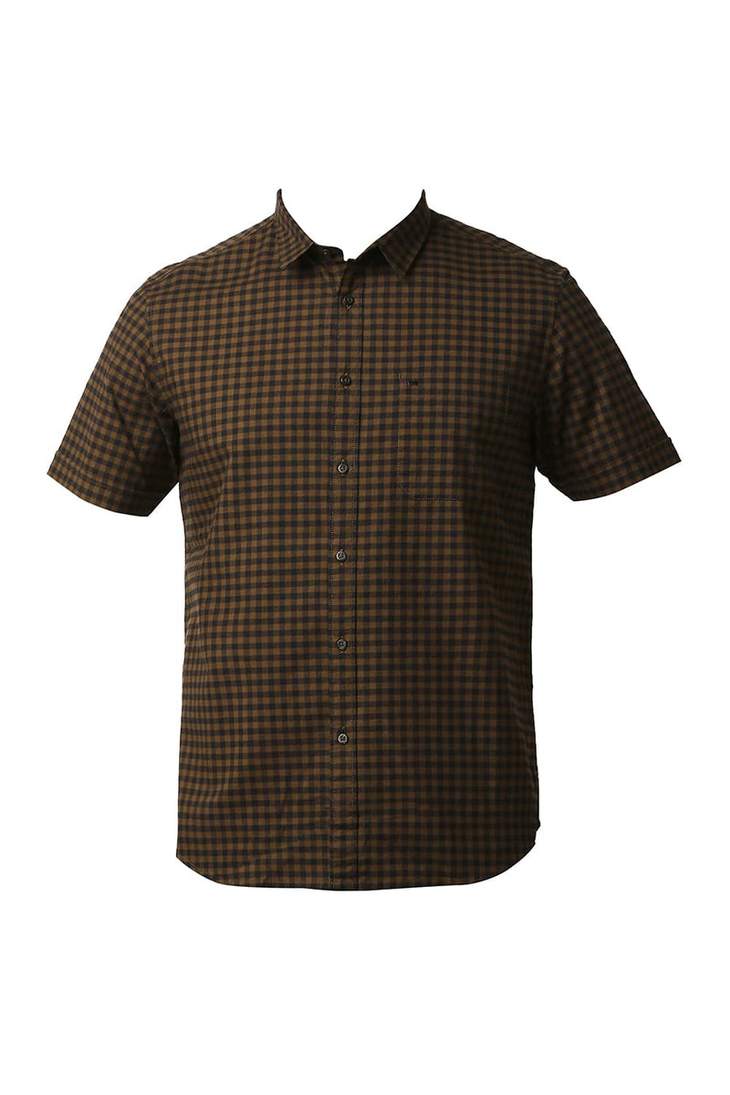 BASICS SLIM FIT OXFORD CHECKS HALFSLEEVES SHIRT