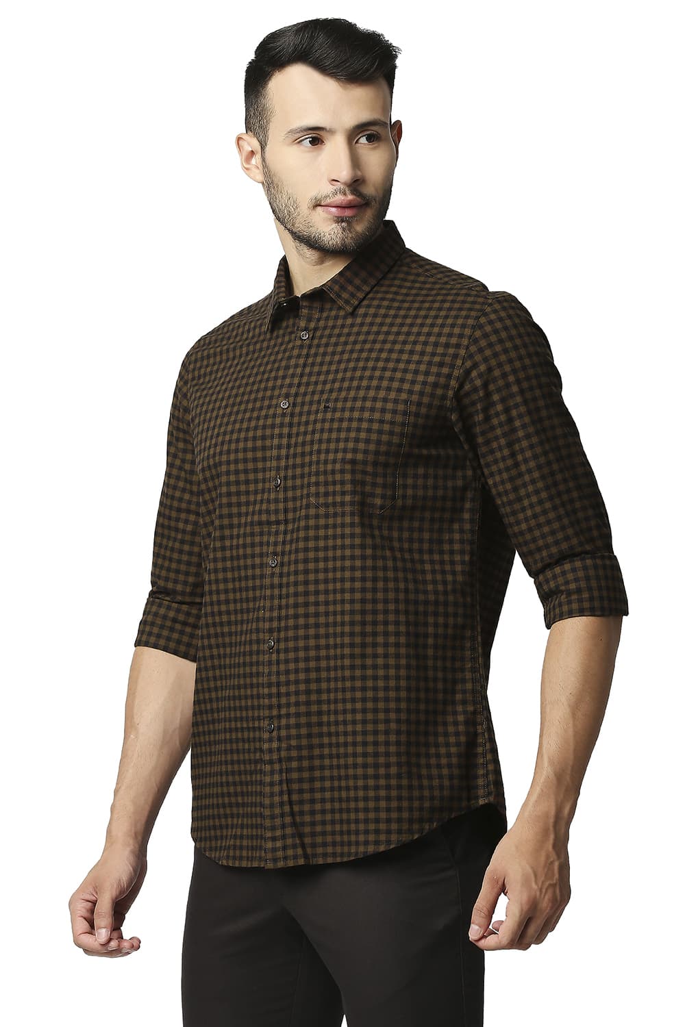 BASICS SLIM FIT OXFORD CHECKS SHIRT