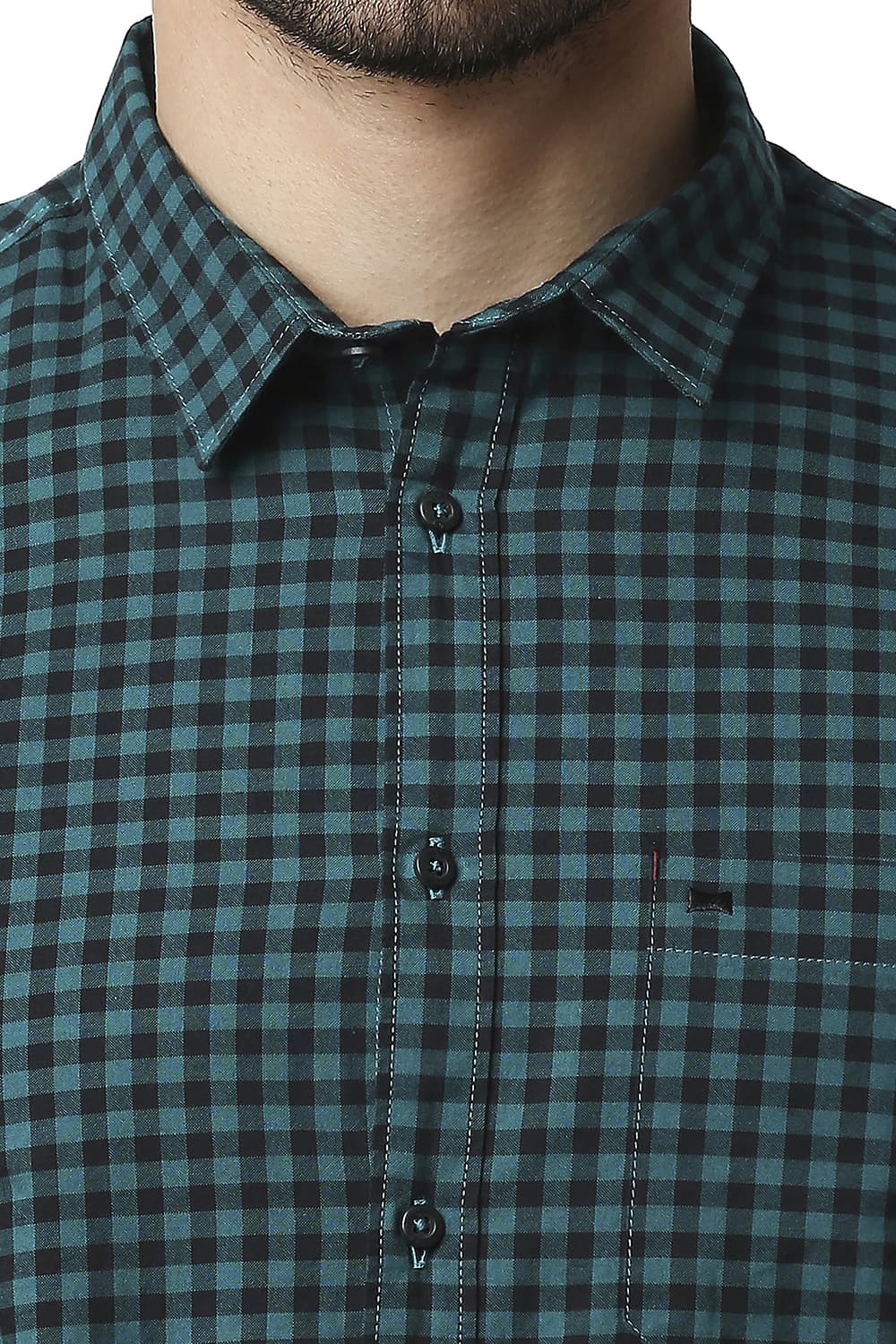 BASICS SLIM FIT OXFORD CHECKS HALFSLEEVES SHIRT