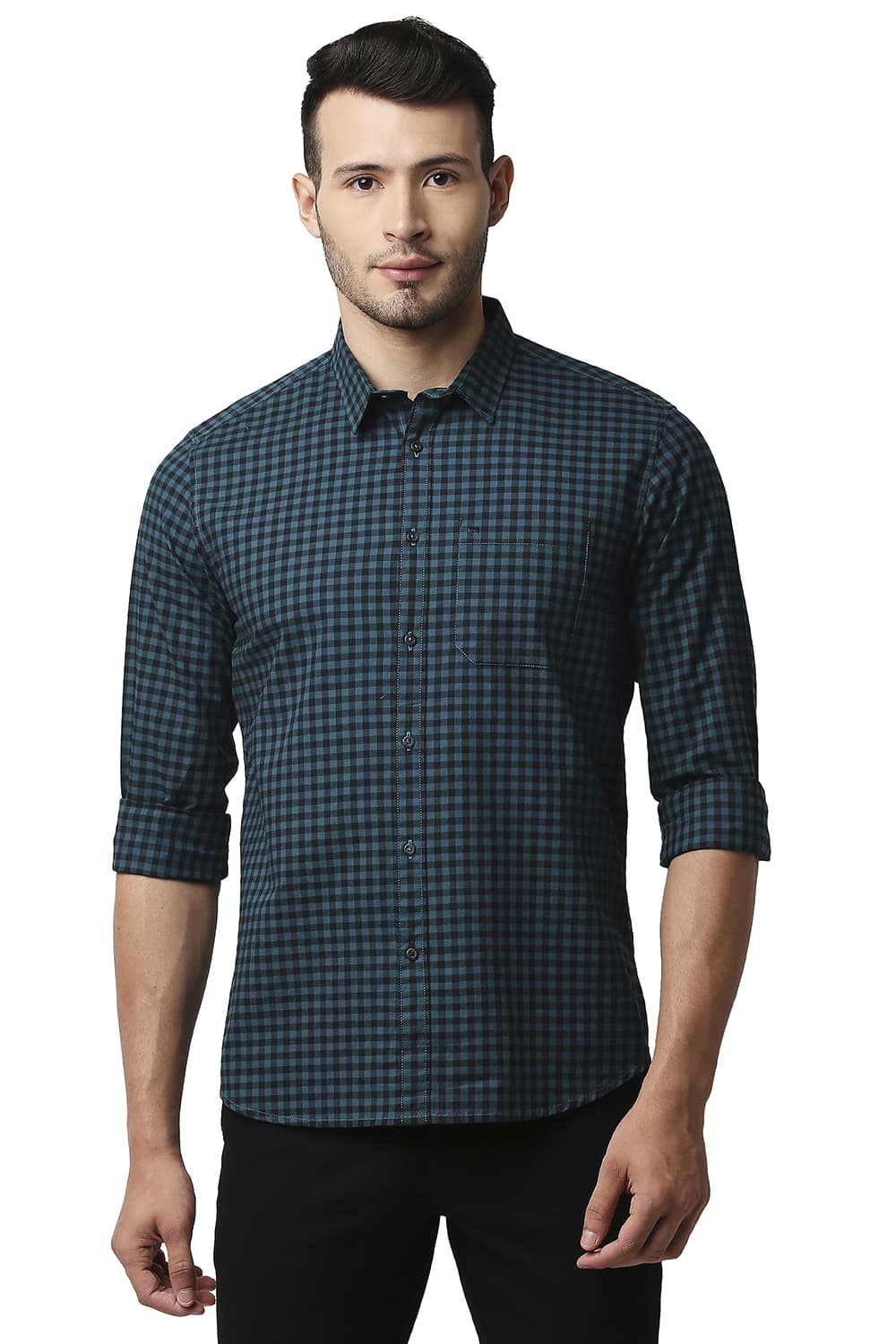 BASICS SLIM FIT OXFORD CHECKS SHIRT