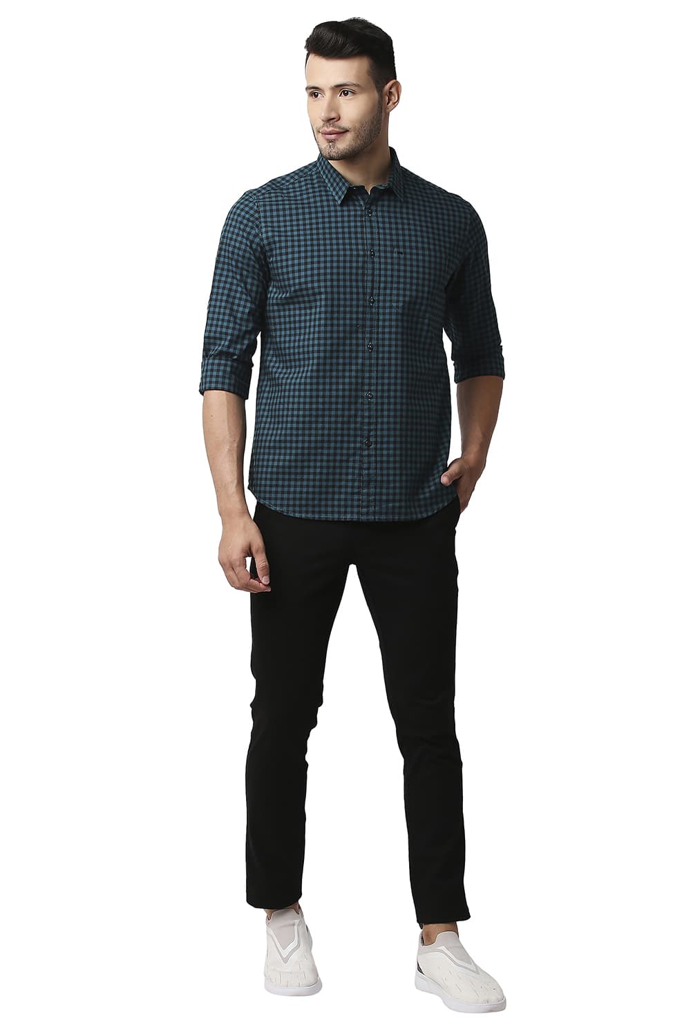 BASICS SLIM FIT OXFORD CHECKS SHIRT