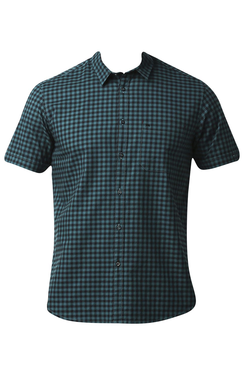 BASICS SLIM FIT OXFORD CHECKS HALFSLEEVES SHIRT