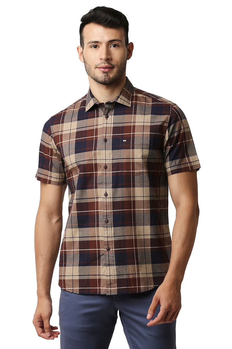 BASICS SLIM FIT OXFORD CHECKS SHIRT