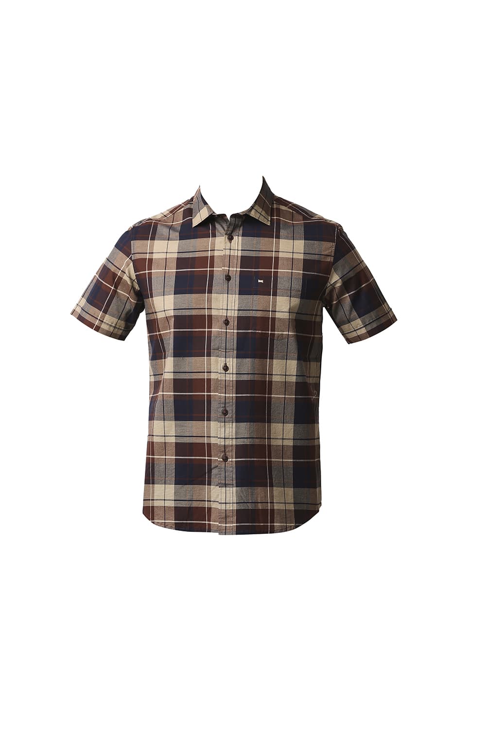 BASICS SLIM FIT OXFORD CHECKS HALFSLEEVES SHIRT