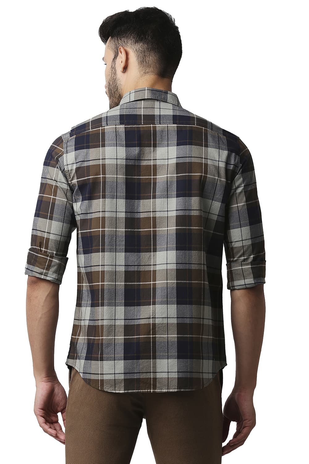 BASICS SLIM FIT OXFORD CHECKS SHIRT