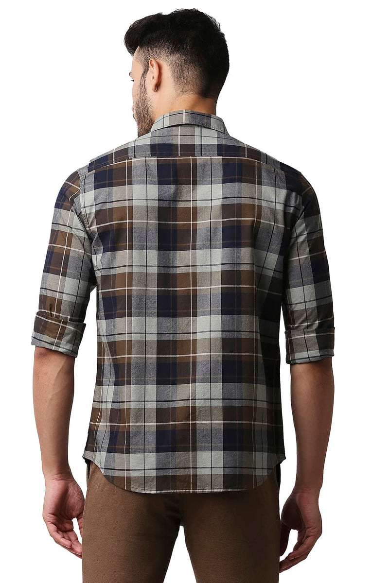 BASICS SLIM FIT OXFORD CHECKS SHIRT