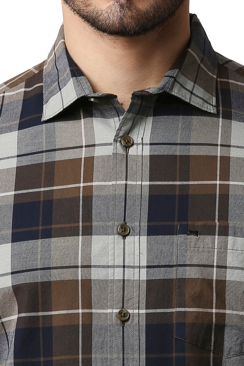 BASICS SLIM FIT OXFORD CHECKS SHIRT