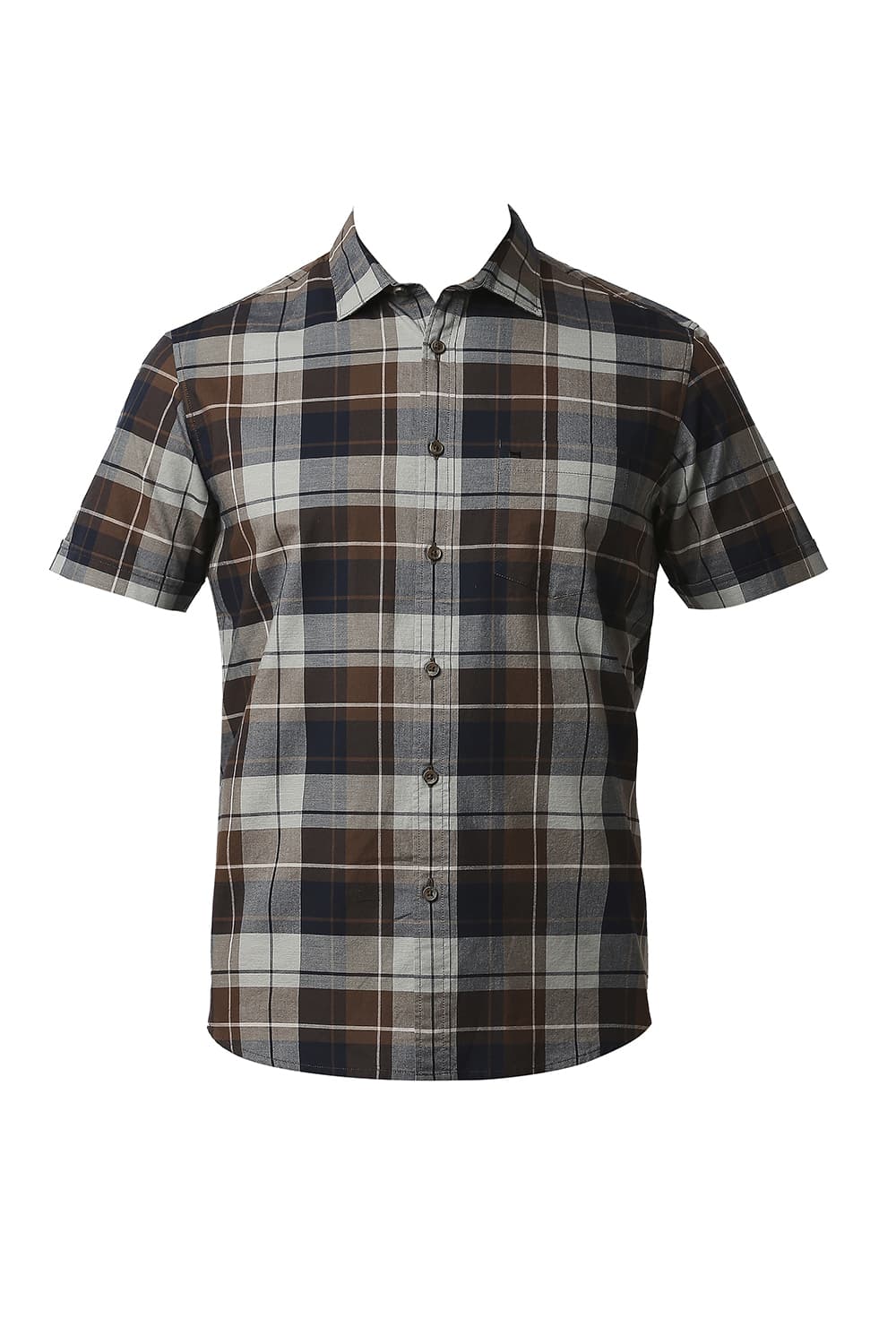 BASICS SLIM FIT OXFORD CHECKS HALFSLEEVES SHIRT