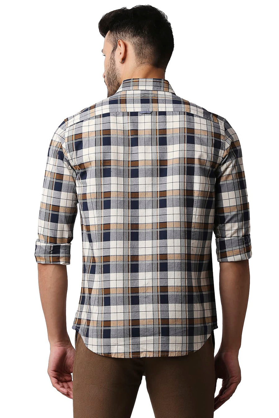 BASICS SLIM FIT WINTER YELLOW OXFORD CHECKS SHIRT