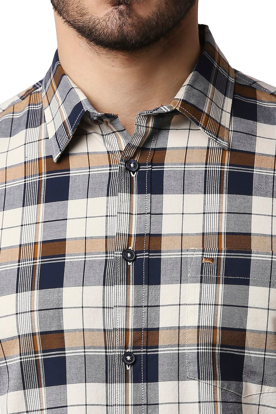 BASICS SLIM FIT WINTER YELLOW OXFORD CHECKS SHIRT