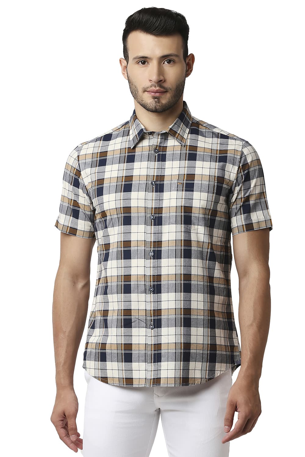 BASICS SLIM FIT OXFORD CHECKS SHIRT