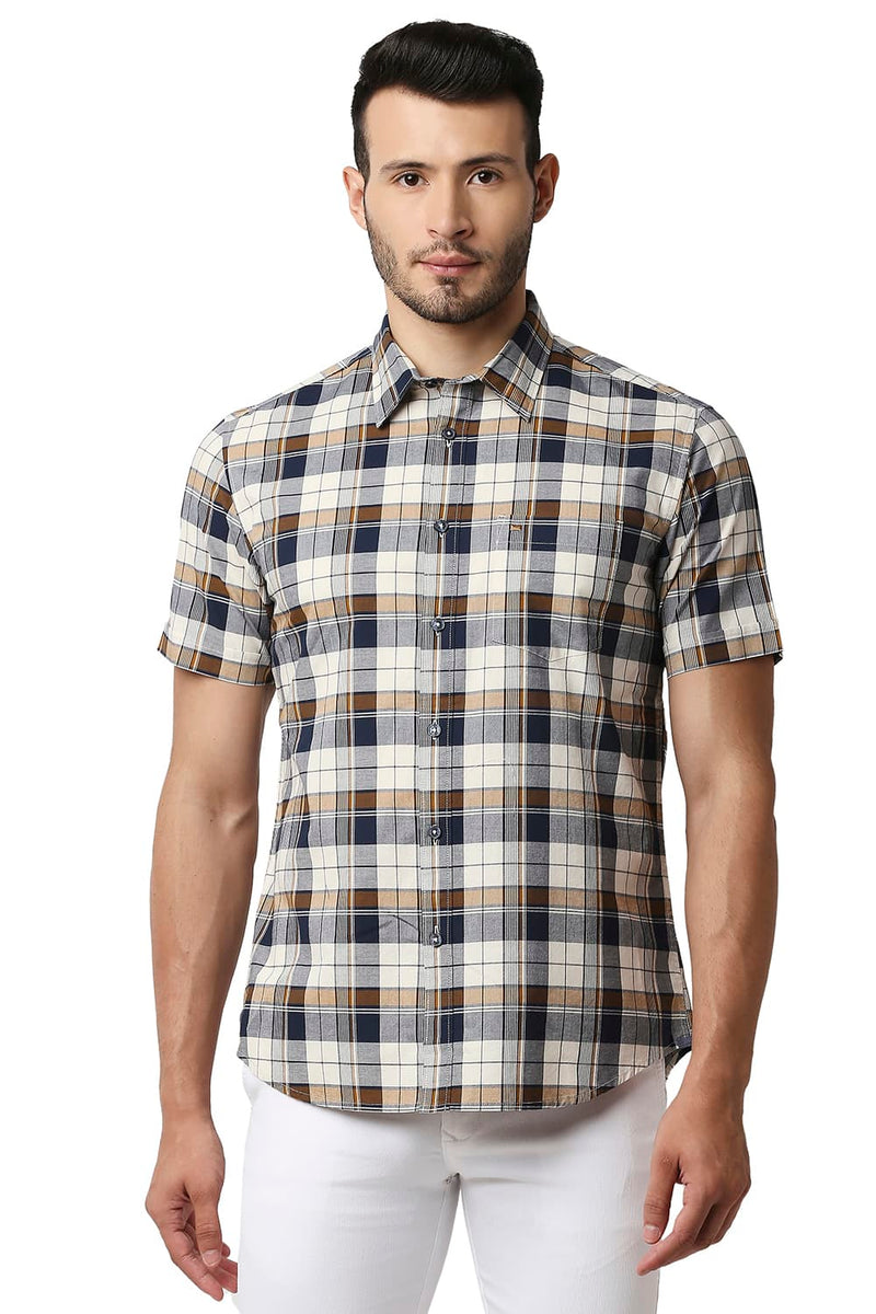 BASICS SLIM FIT OXFORD CHECKS SHIRT