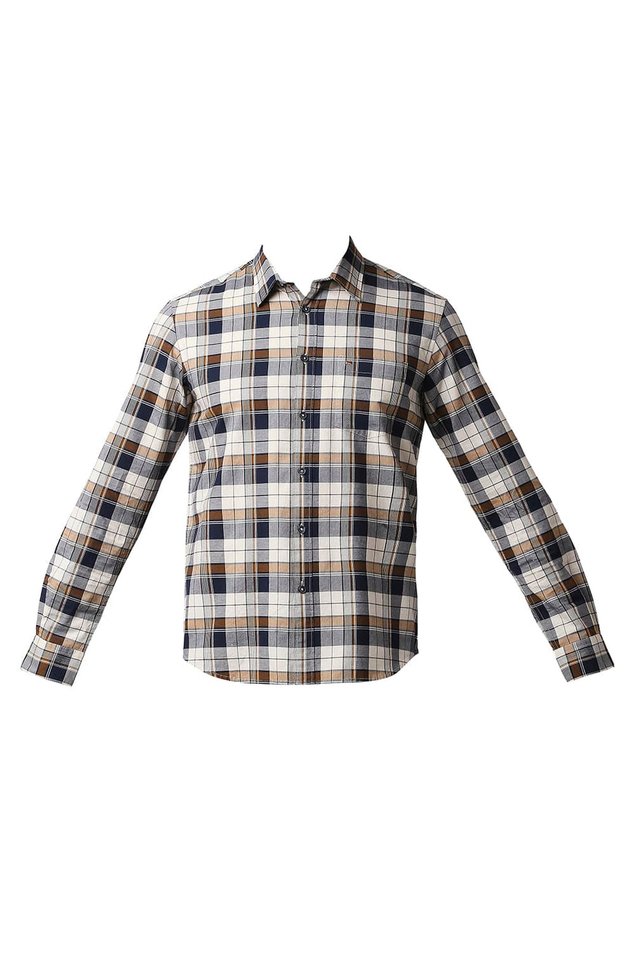 BASICS SLIM FIT WINTER YELLOW OXFORD CHECKS SHIRT