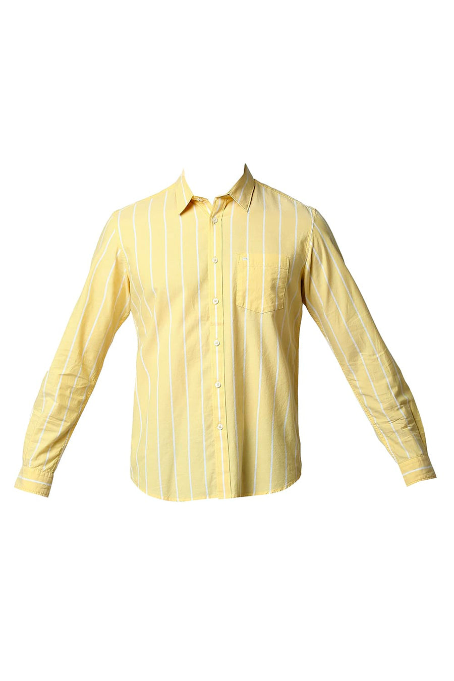 BASICS SLIM FIT SUNSHINE YELLOW OXFORD STRIPE SHIRT