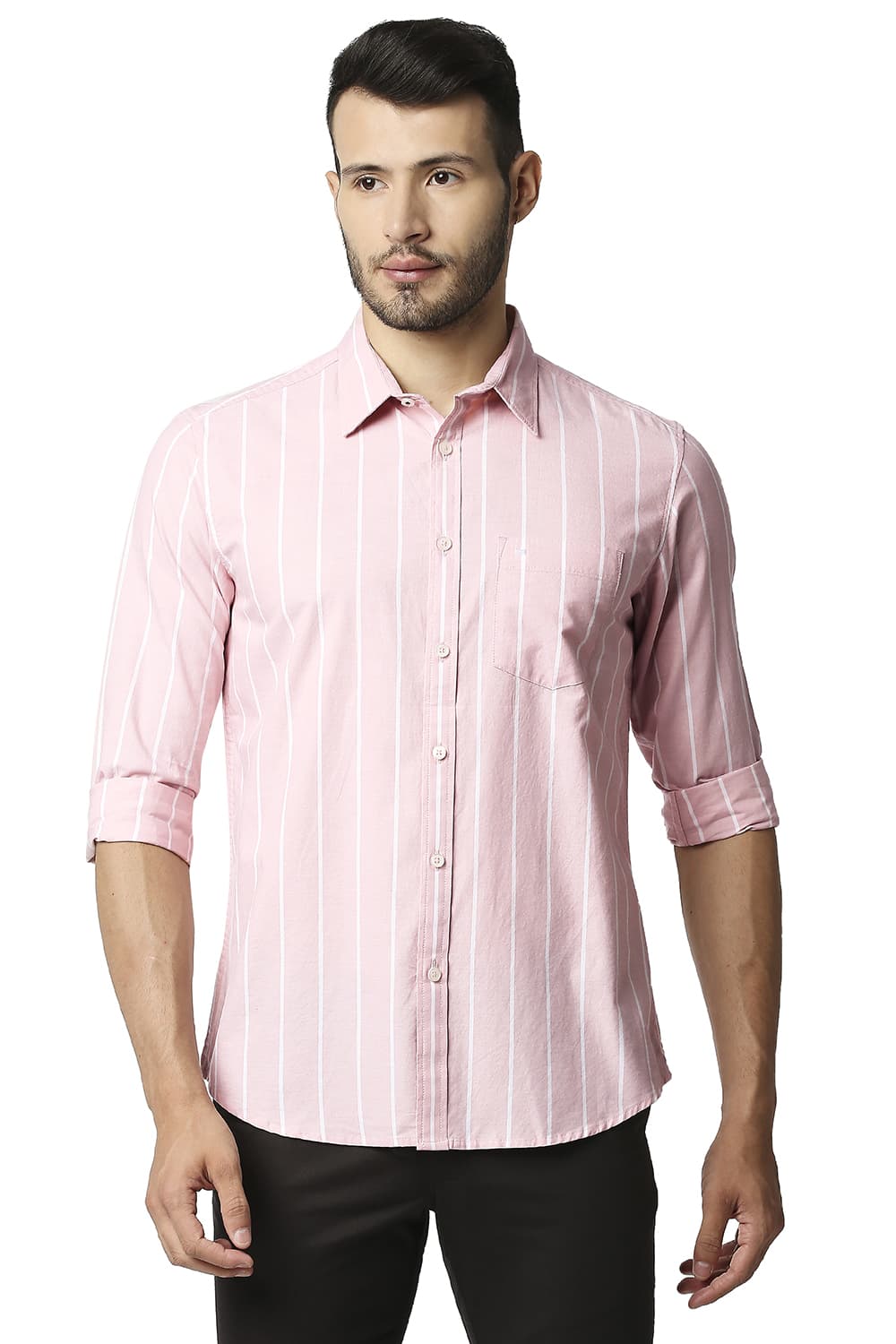 BASICS SLIM FIT OXFORD STRIPE SHIRT