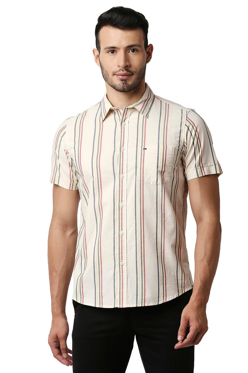 BASICS SLIM FIT OXFORD STRIPE SHIRT