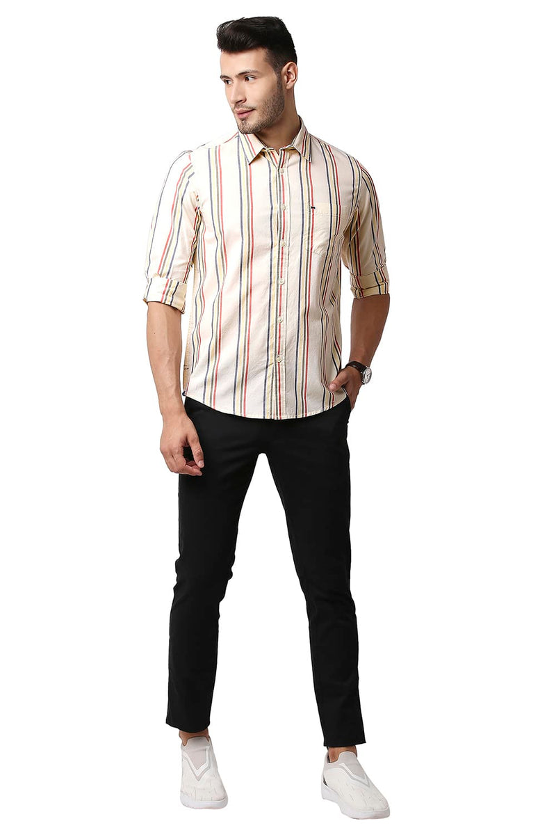 BASICS SLIM FIT OXFORD STRIPE SHIRT