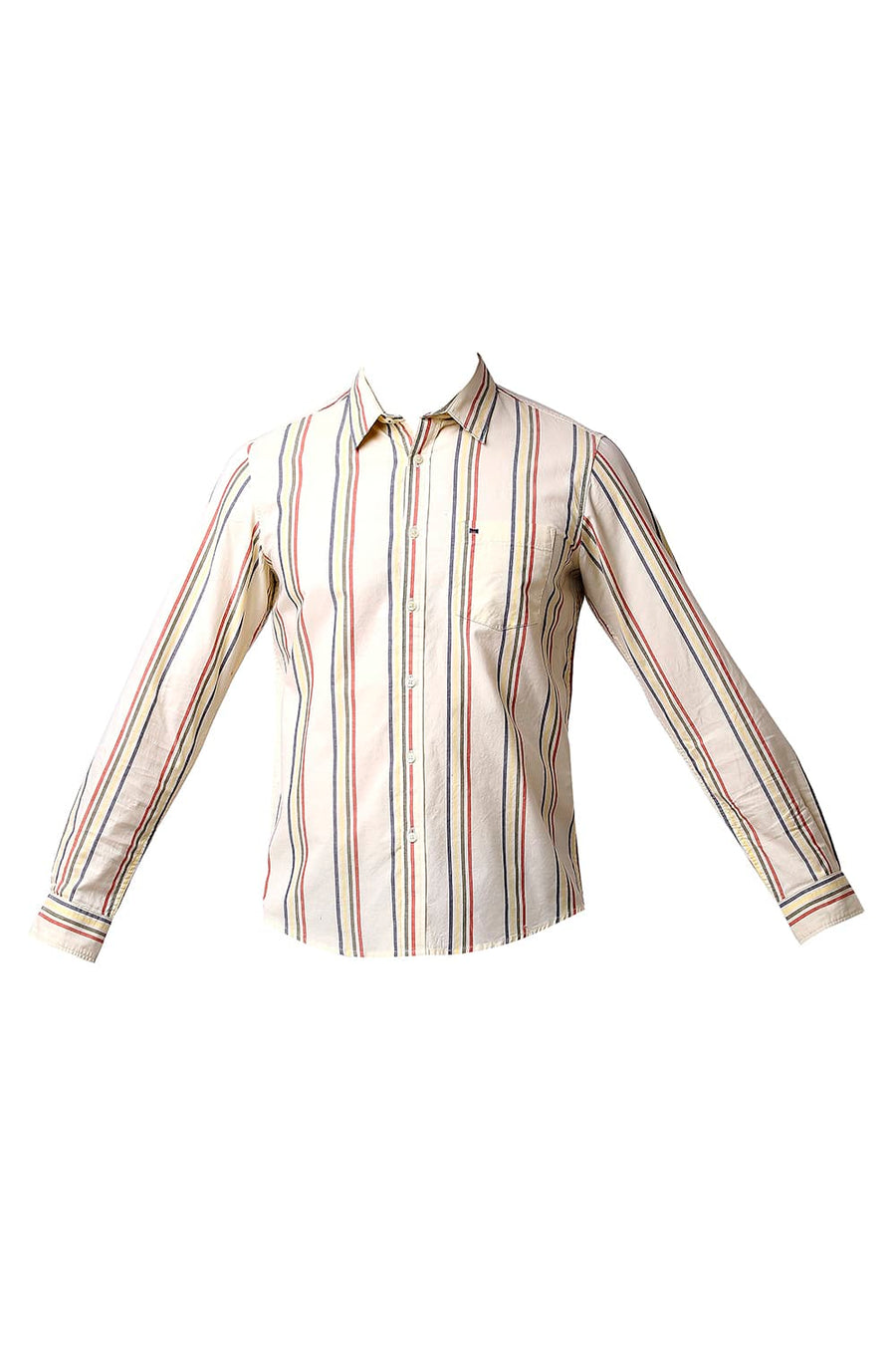 BASICS SLIM FIT YELLOW AFTER GLOW OXFORD STRIPE SHIRT