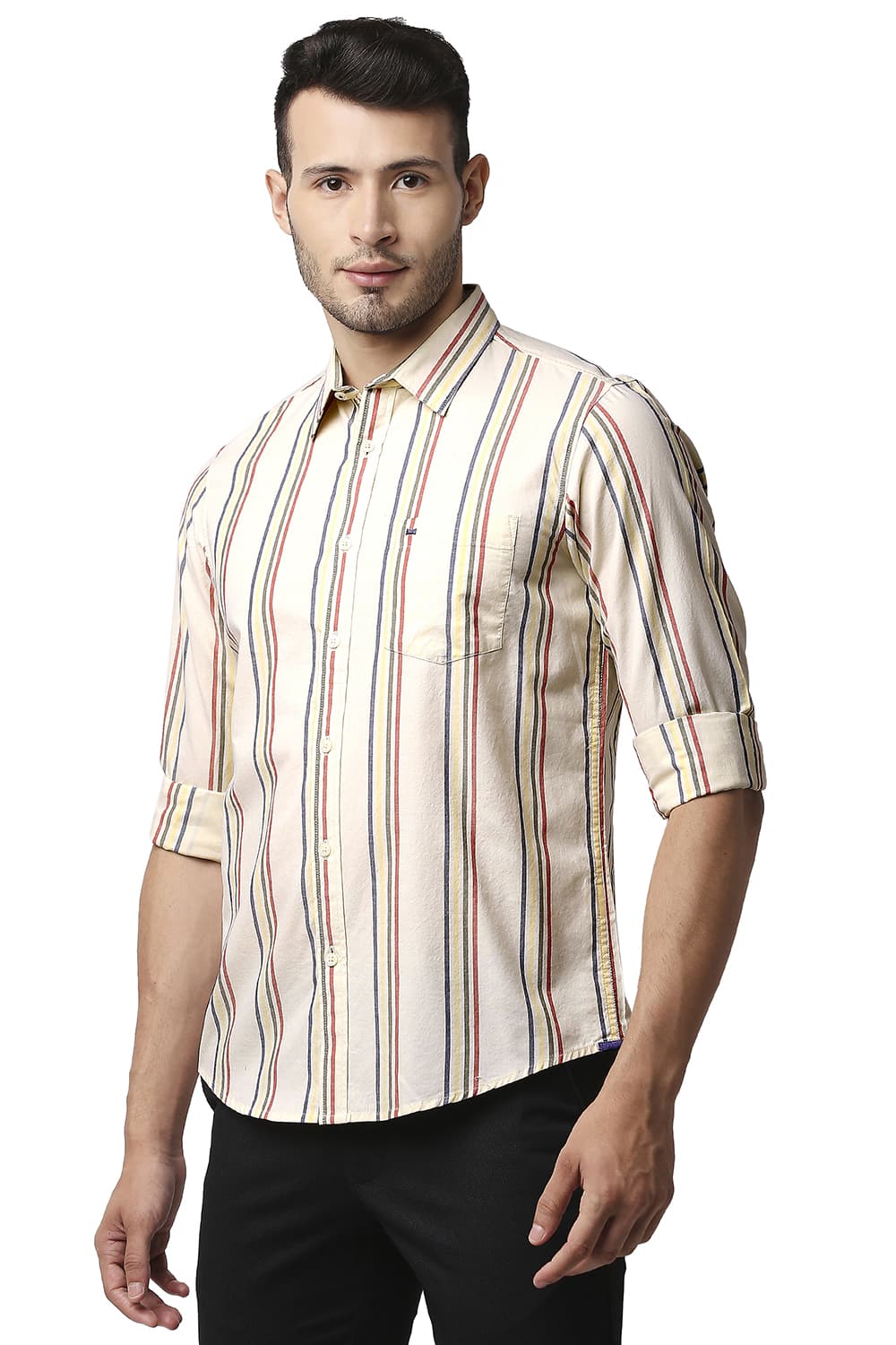 BASICS SLIM FIT OXFORD STRIPE SHIRT