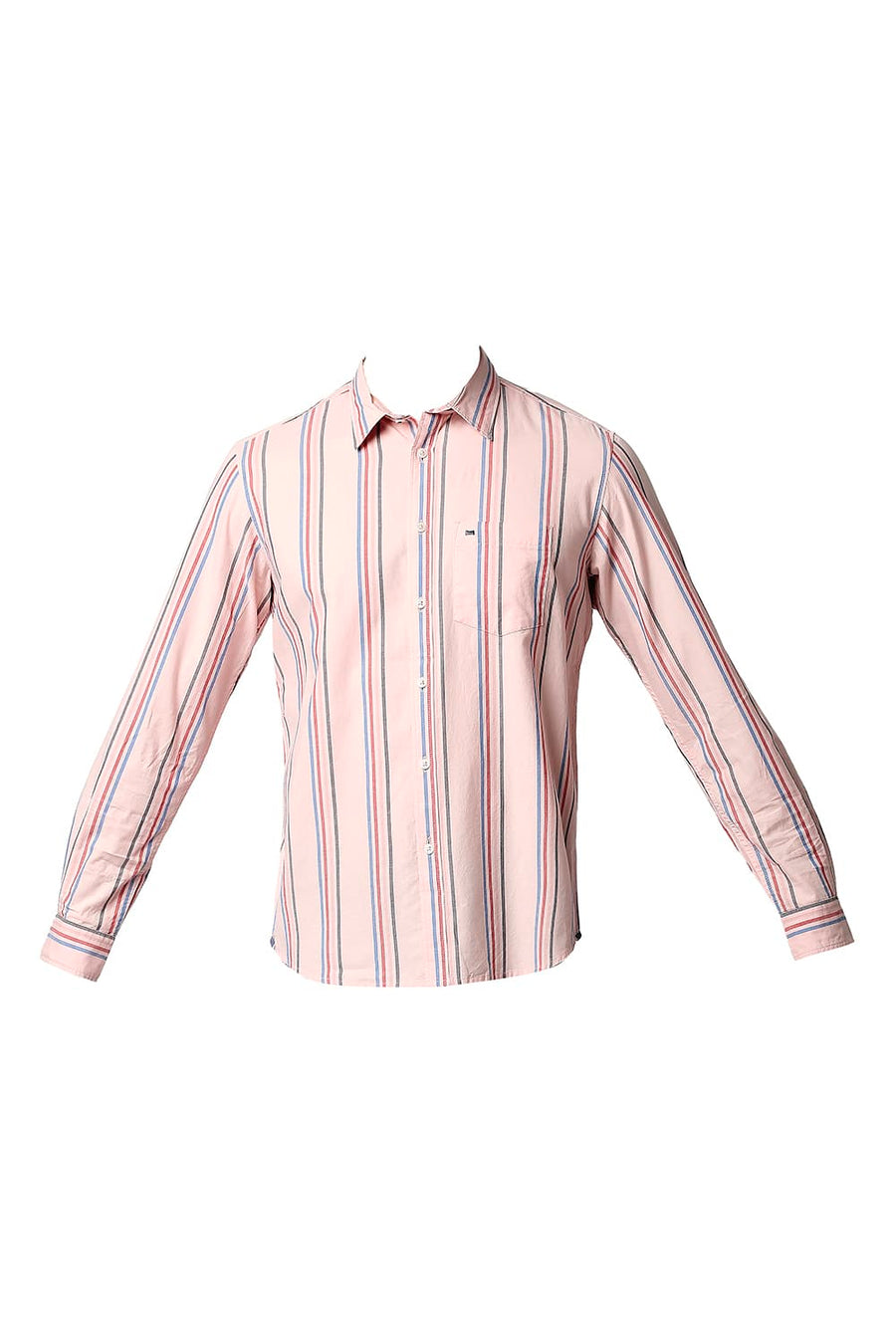 BASICS SLIM FIT GOSSAMER PINK OXFORD STRIPE SHIRT
