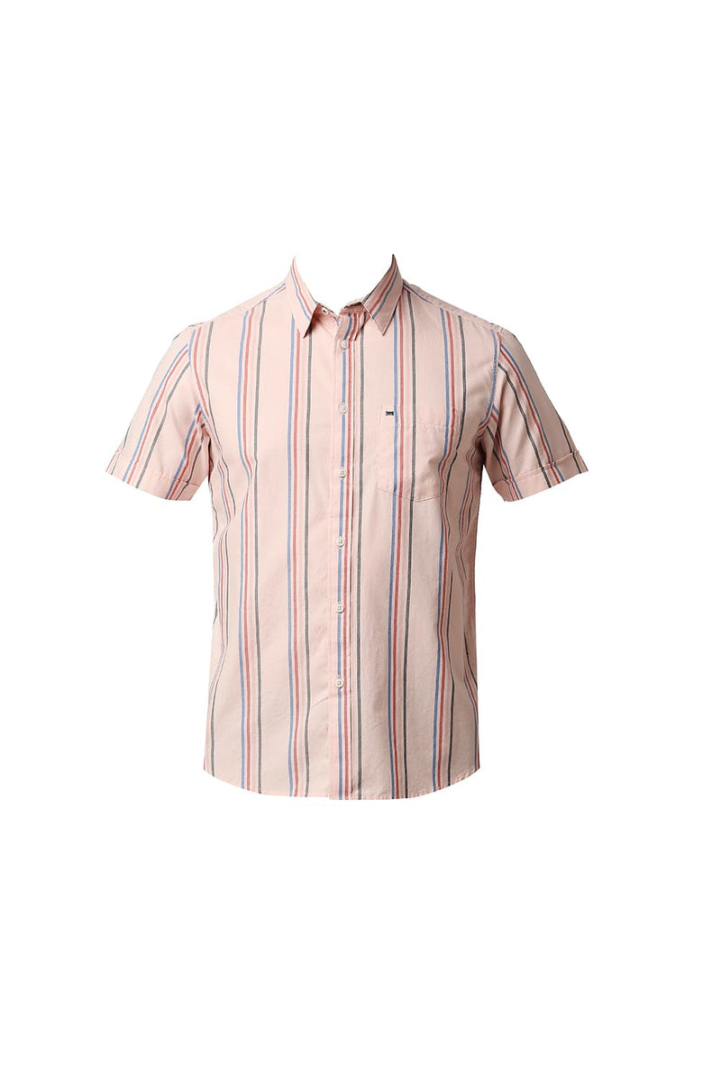 BASICS SLIM FIT OXFORD STRIPE HALFSLEEVES SHIRT