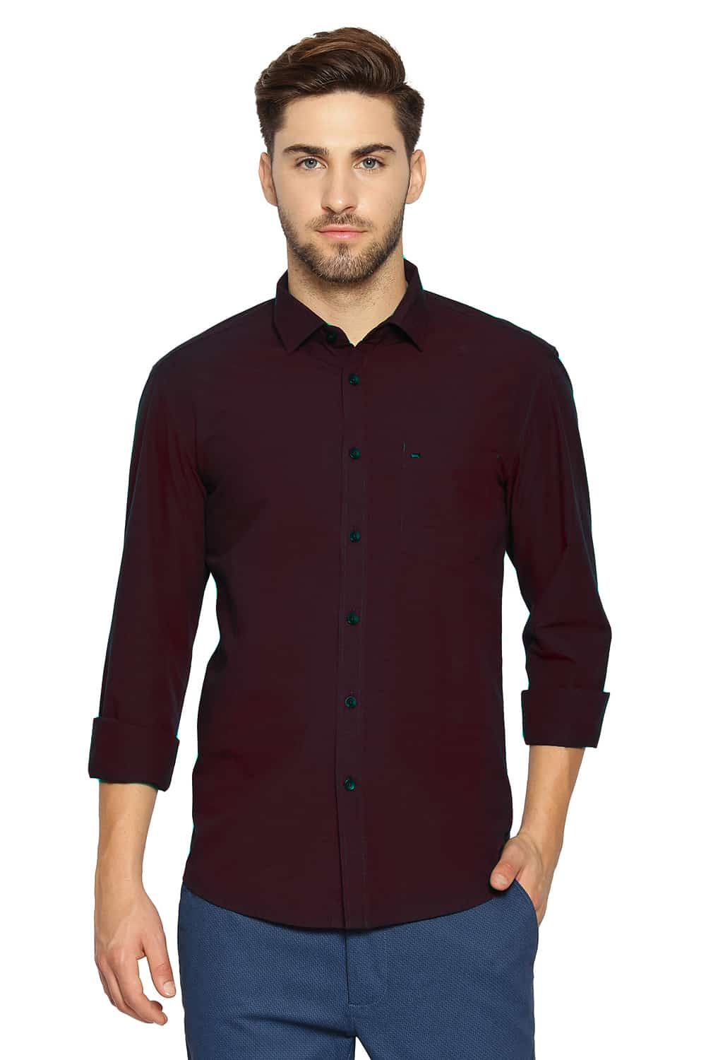 BASICS SLIM FIT FIL-A-FIL SHIRT