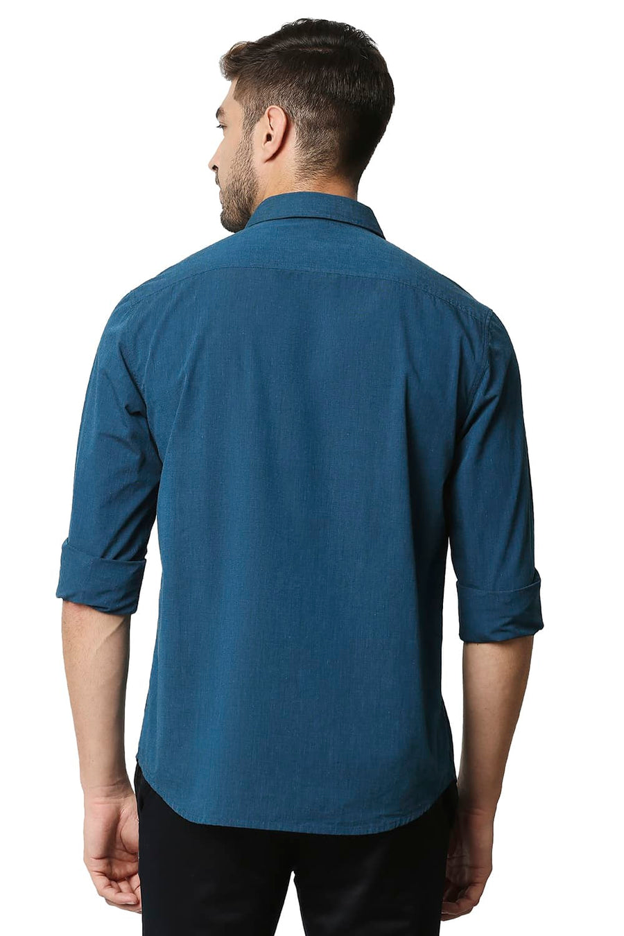 BASICS SLIM FIT MOROCCAN TURQUOISE FIL-A-FIL SHIRT