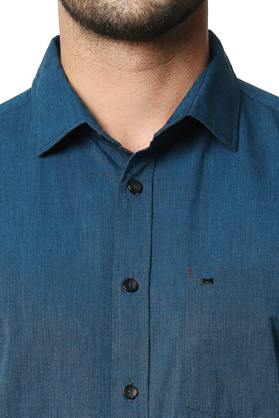 BASICS SLIM FIT MOROCCAN TURQUOISE FIL-A-FIL SHIRT