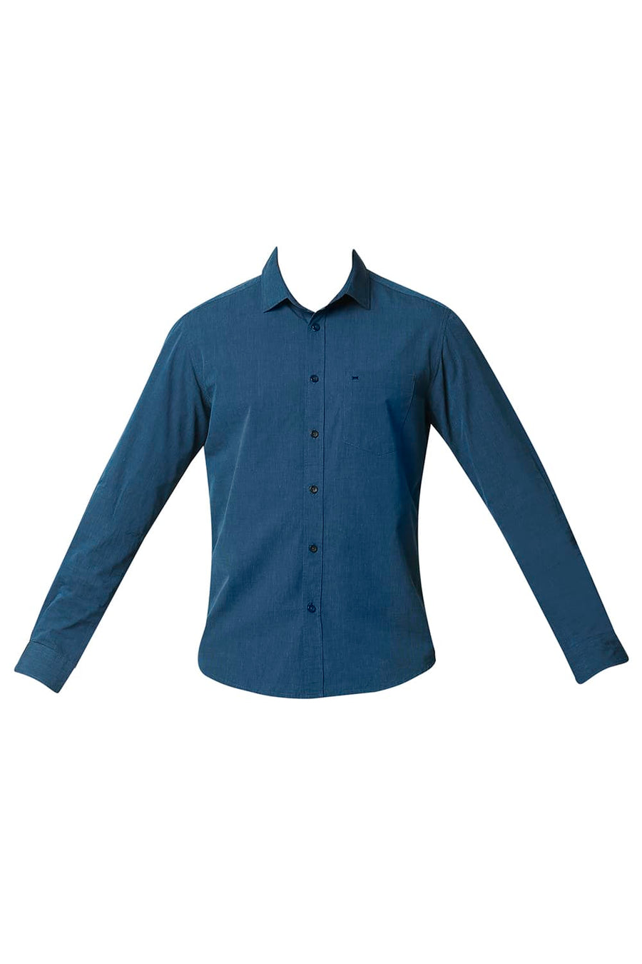 BASICS SLIM FIT MOROCCAN TURQUOISE FIL-A-FIL SHIRT