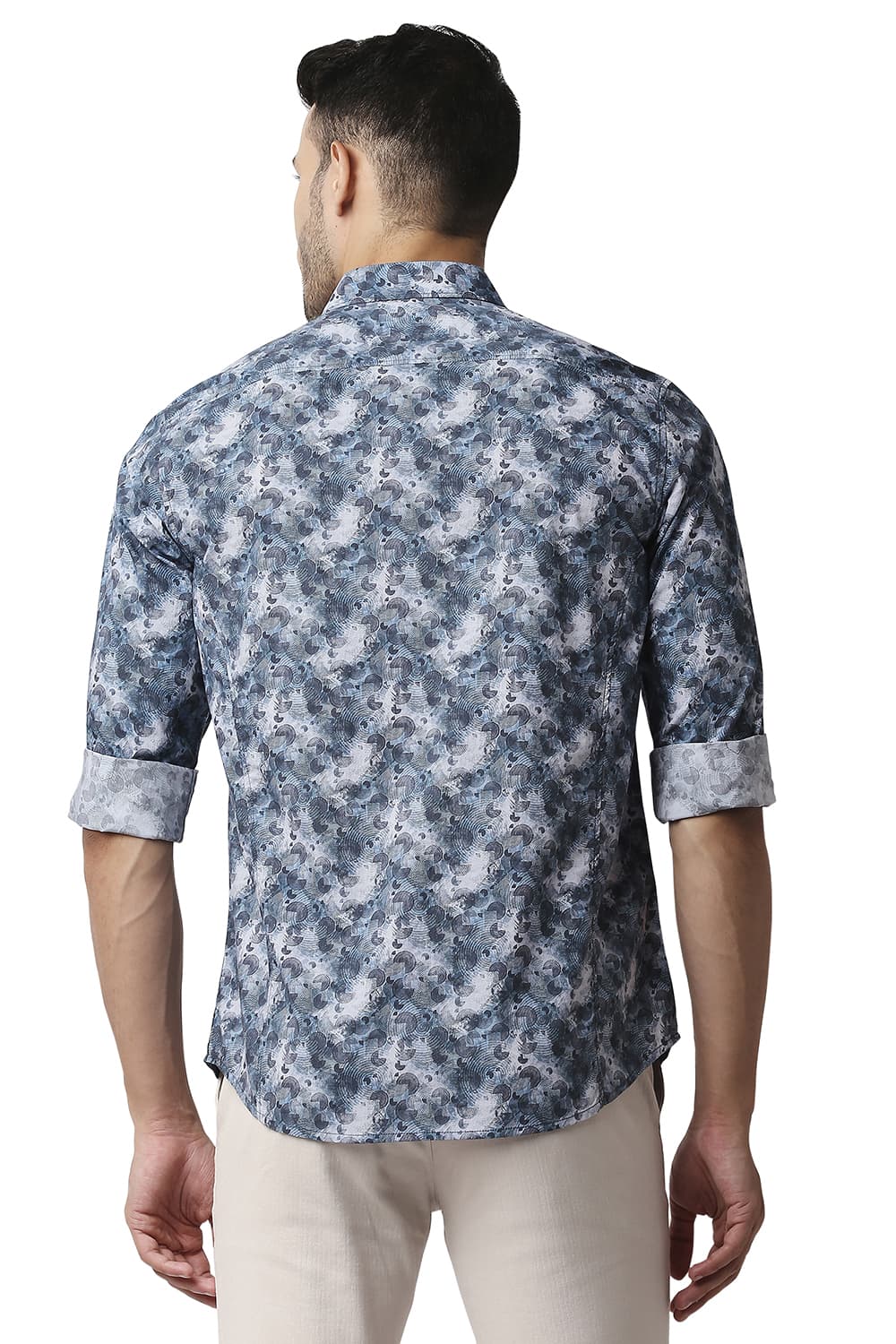 BASICS SLIM FIT DIGITAL POPLIN PRINTED SHIRT