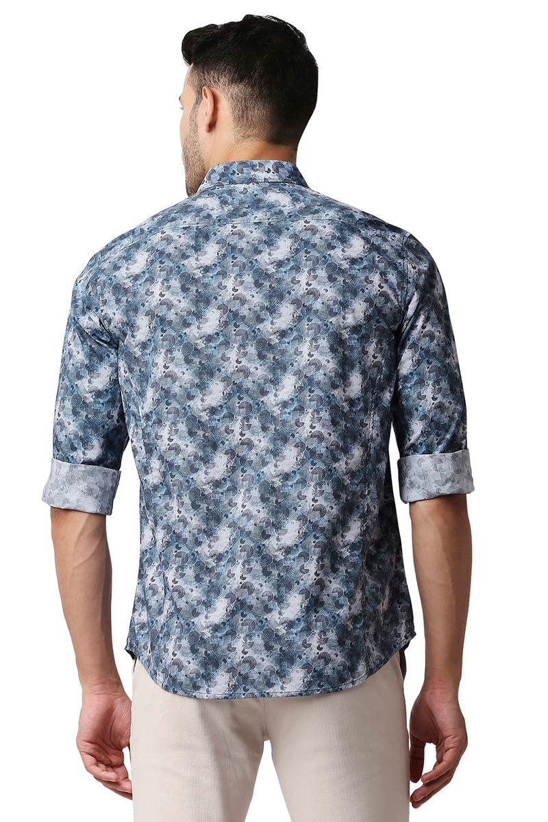 BASICS SLIM FIT DIGITAL POPLIN PRINTED SHIRT