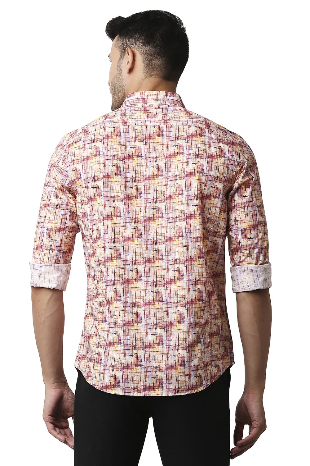 BASICS SLIM FIT DIGITAL POPLIN PRINTED SHIRT