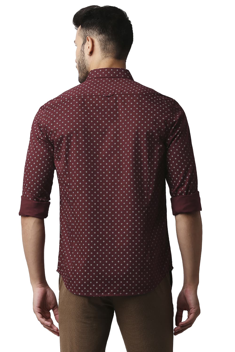 BASICS SLIM FIT TWILL PRINTED SHIRT