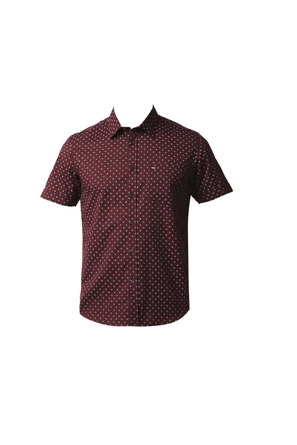 BASICS SLIM FIT TWILL PRINTED HALFSLEEVES SHIRT