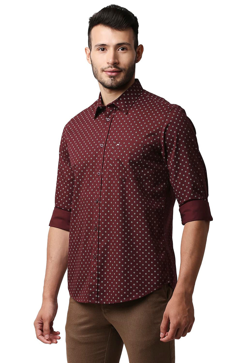 BASICS SLIM FIT TWILL PRINTED SHIRT