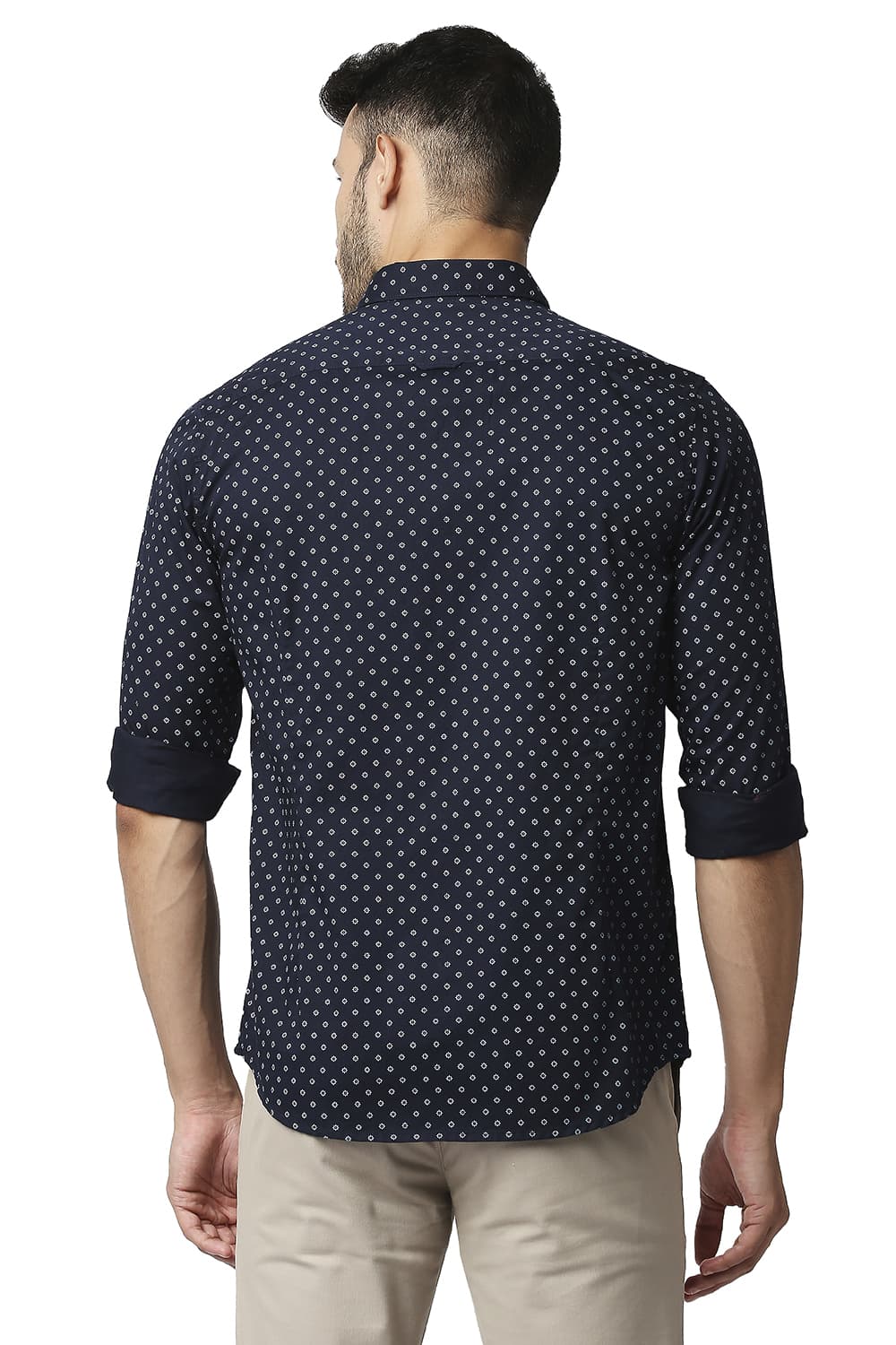 BASICS SLIM FIT TWILL PRINTED SHIRT