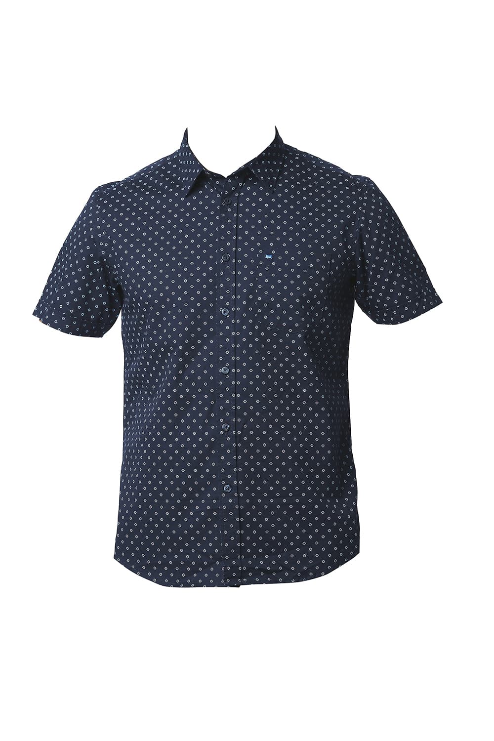 BASICS SLIM FIT TWILL PRINTED HALFSLEEVES SHIRT