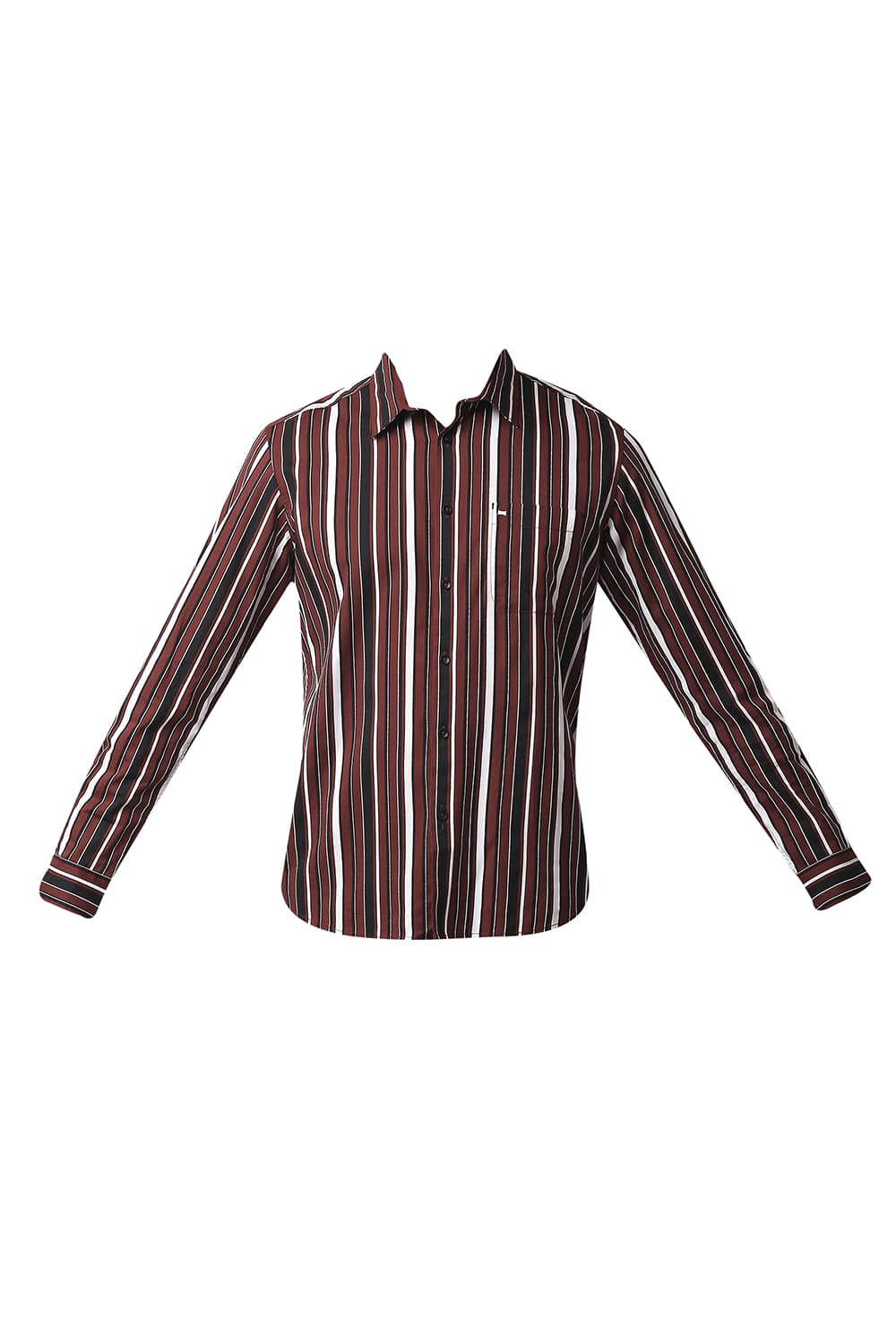 BASICS SLIM FIT COTTON VISCOSE PRINTED STRIPE SHIRT