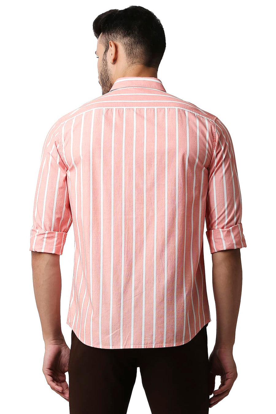 BASICS SLIM FIT GEORGIA RED FIL-A-FIL STRIPE SHIRT