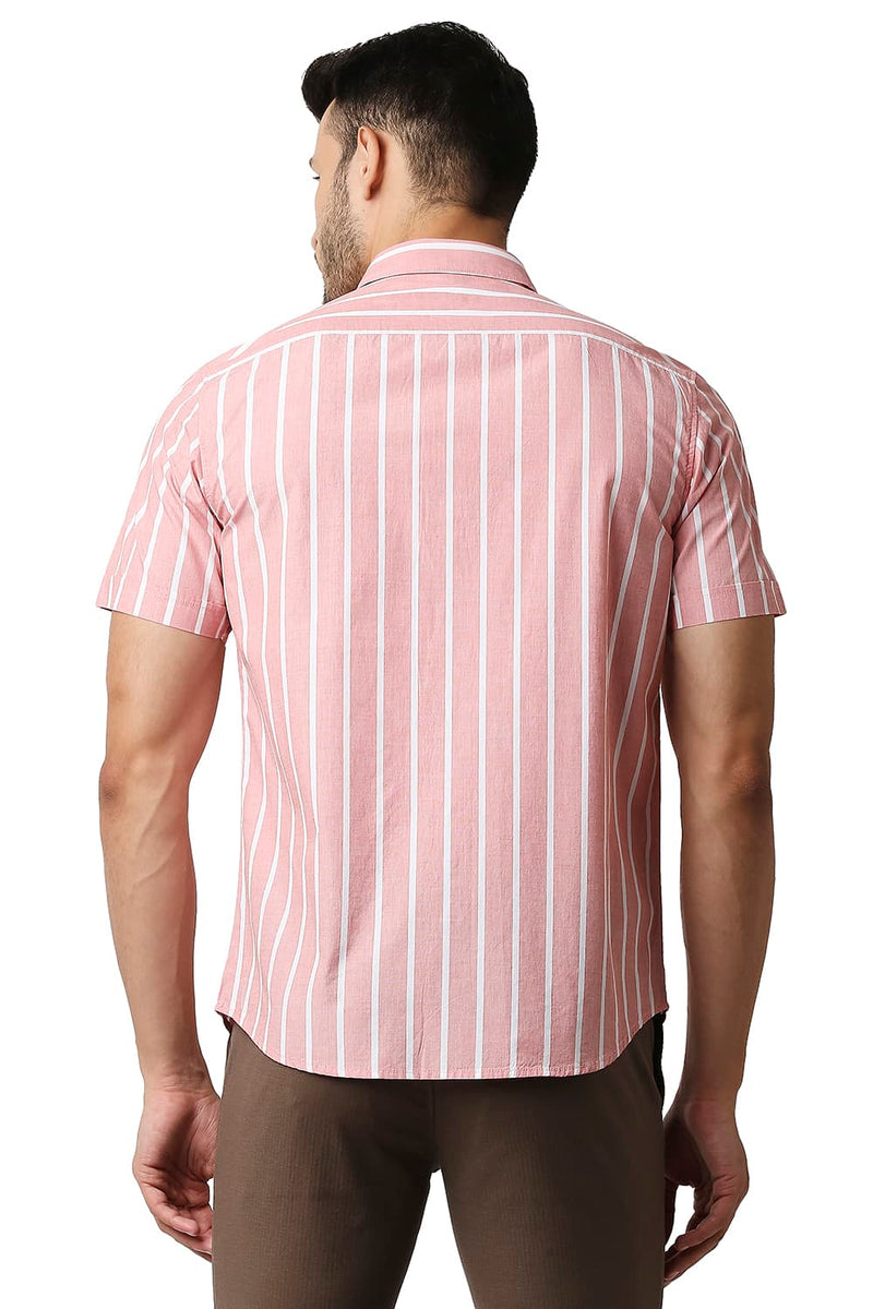 BASICS SLIM FIT FIL-A-FIL STRIPE HALFSLEEVES SHIRT