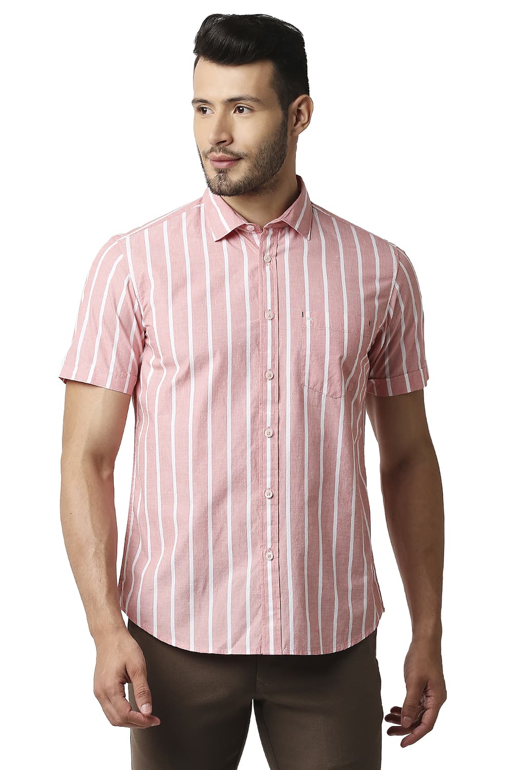 BASICS SLIM FIT FIL-A-FIL STRIPE SHIRT