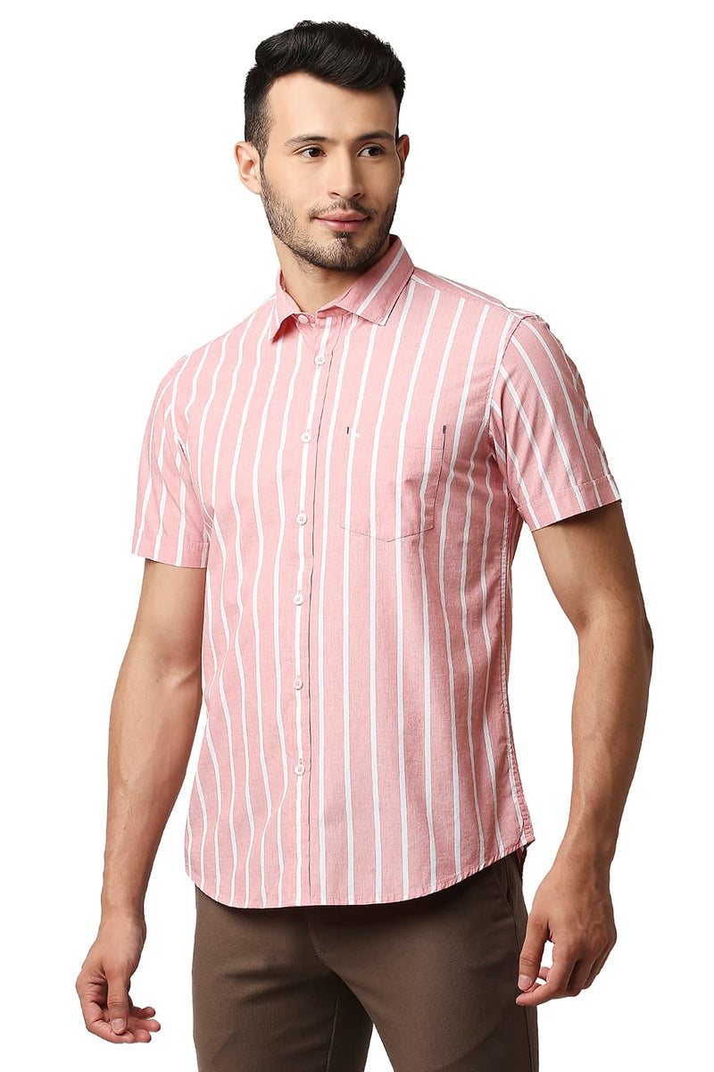 BASICS SLIM FIT FIL-A-FIL STRIPE HALFSLEEVES SHIRT