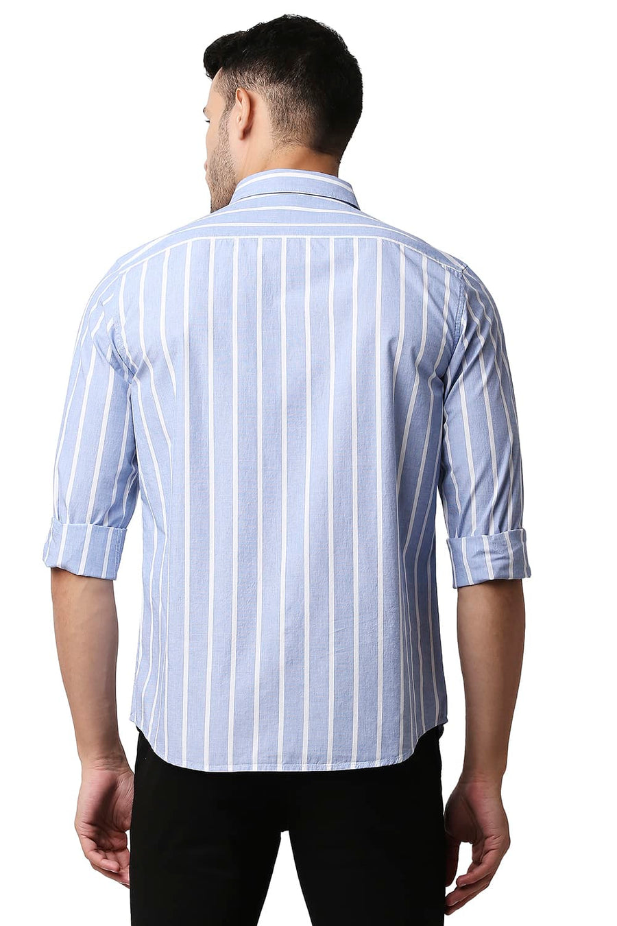 BASICS SLIM FIT BEL BLUE FIL-A-FIL STRIPE SHIRT