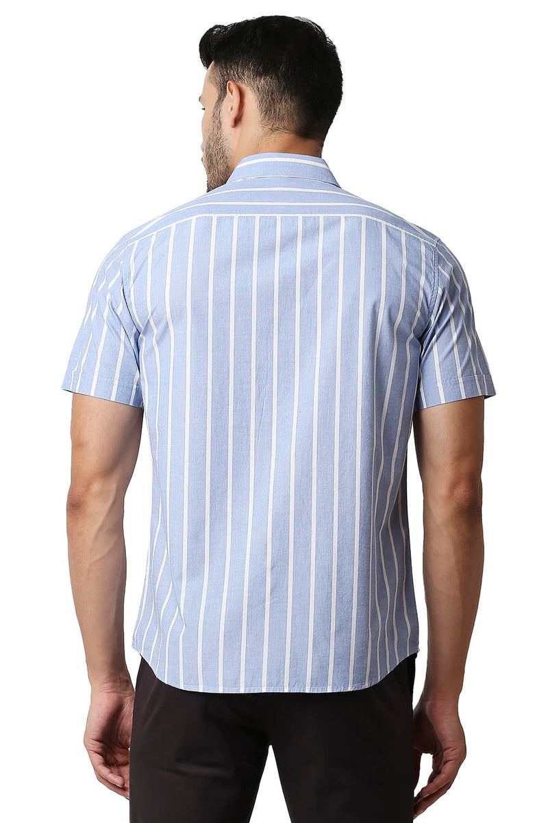 BASICS SLIM FIT FIL-A-FIL STRIPE HALFSLEEVES SHIRT