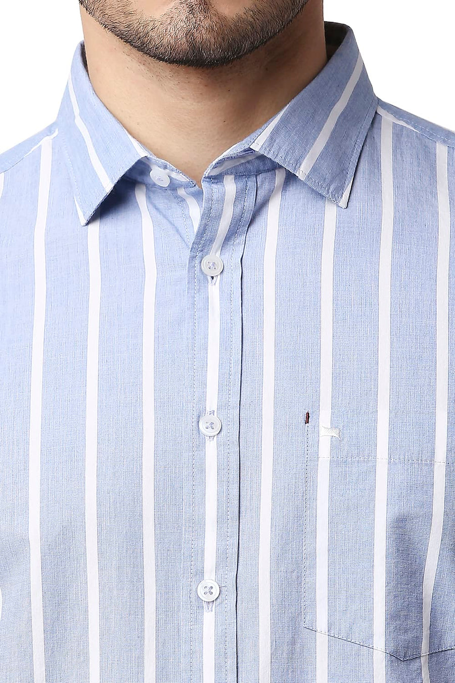 BASICS SLIM FIT BEL BLUE FIL-A-FIL STRIPE SHIRT