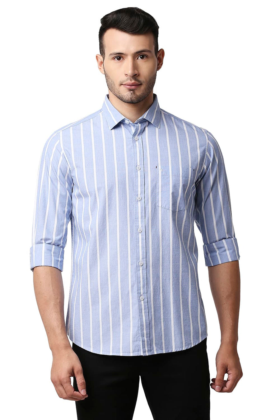 BASICS SLIM FIT BEL BLUE FIL-A-FIL STRIPE SHIRT