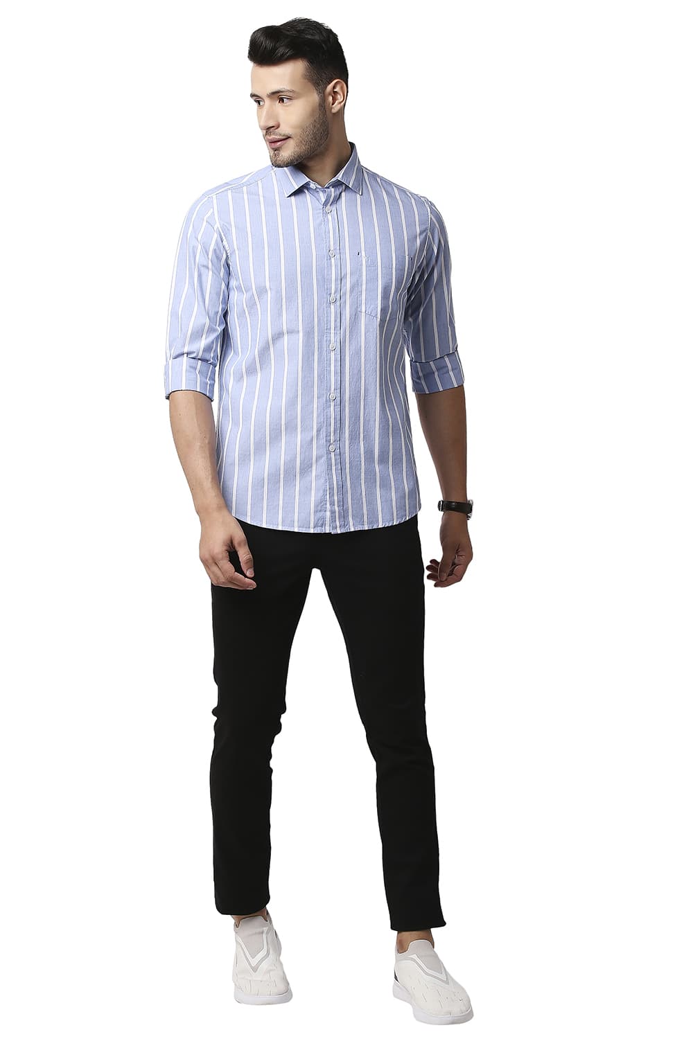 BASICS SLIM FIT FIL-A-FIL STRIPE SHIRT