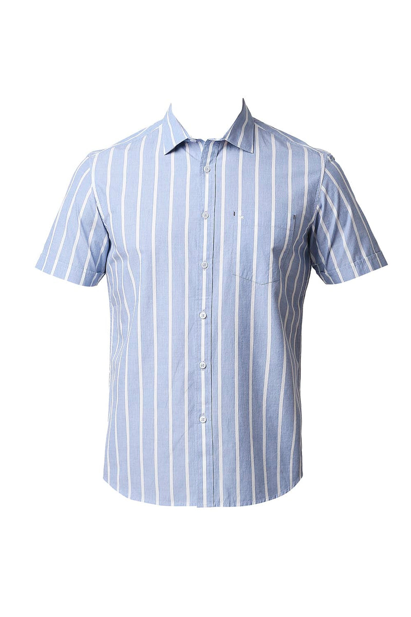 BASICS SLIM FIT FIL-A-FIL STRIPE HALFSLEEVES SHIRT